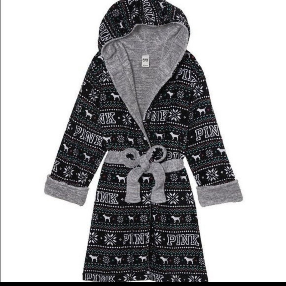 Pink/Victoria's Secret Robe Christmas Pattern Size XS/S - Picture 2 of 8